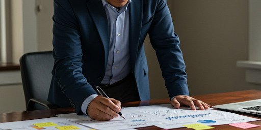 Man making business plan on how to start a real estate brokerage